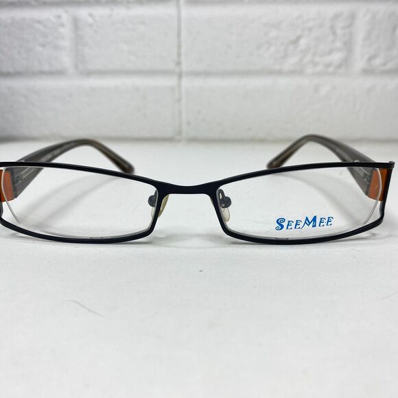 SEEMEE SM226 Full Rim Rectangular Metal Eyeglasses‎ Frames Black 53-19 H2656 main image 4